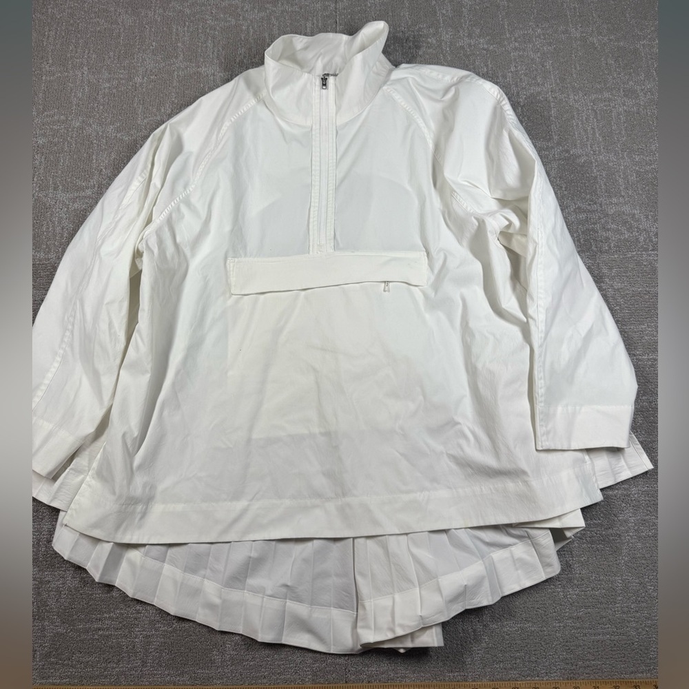 Athleta Sojourn Top Womens XL White Quarter Zip Pleated Layered Oversized READ - Picture 3 of 11
